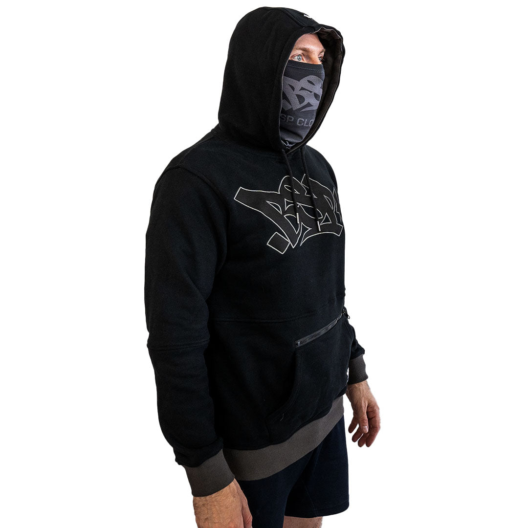 DUAL POCKET HOODIE - BLACK