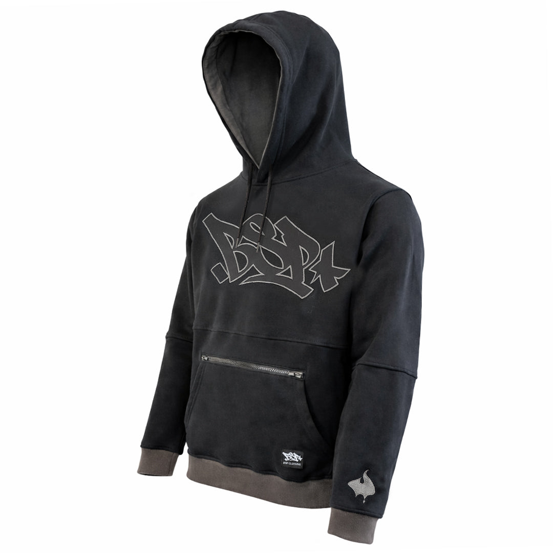 DUAL POCKET HOODIE - BLACK