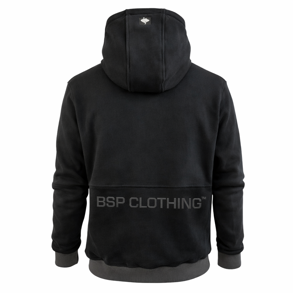 DUAL POCKET HOODIE - BLACK