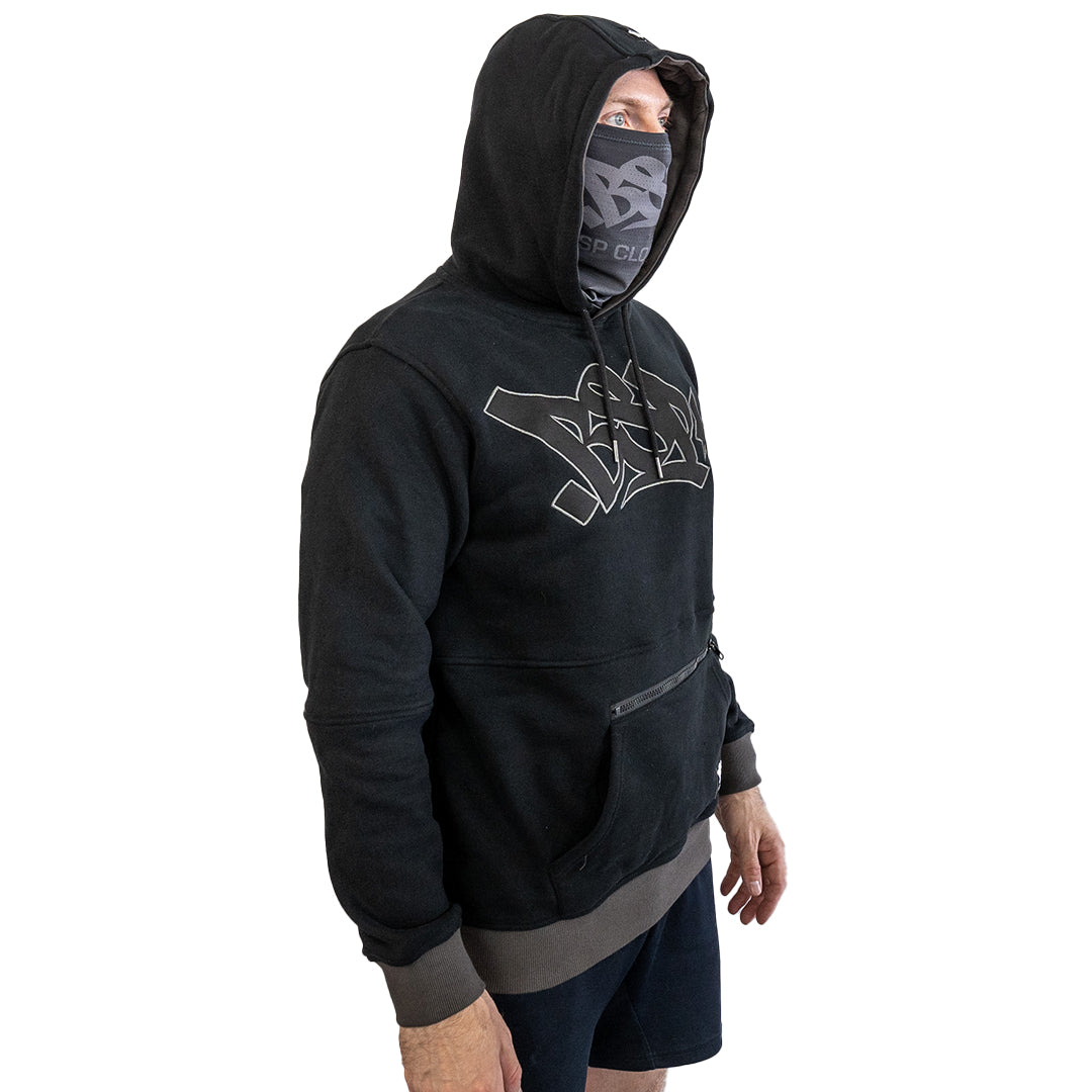 DUAL POCKET HOODIE - BLACK