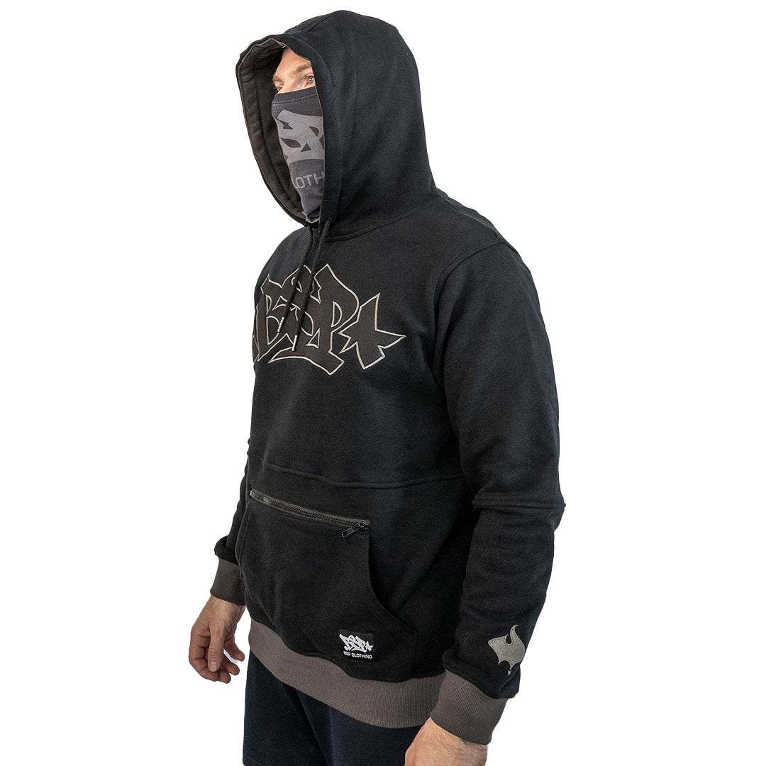 DUAL POCKET HOODIE - BLACK