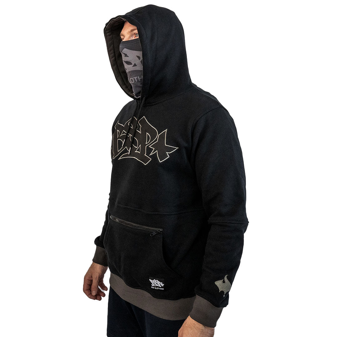 DUAL POCKET HOODIE - BLACK