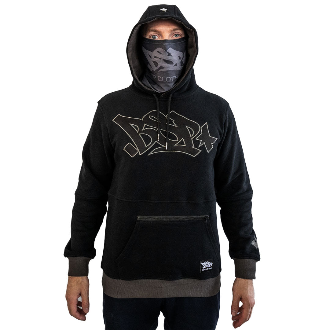 DUAL POCKET HOODIE - BLACK