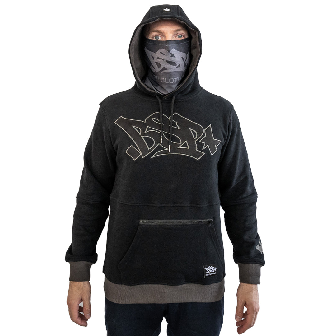 DUAL POCKET HOODIE - BLACK